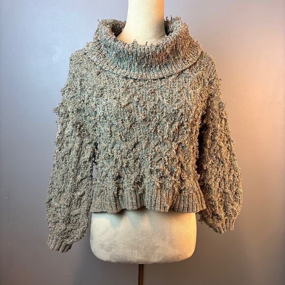Moon & Madison Shag Rag Cowl Neck Sweater Crop Longsleeve Womens Small - Picture 1 of 7